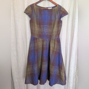 Toast Plaid Check Linen Cotton Dress